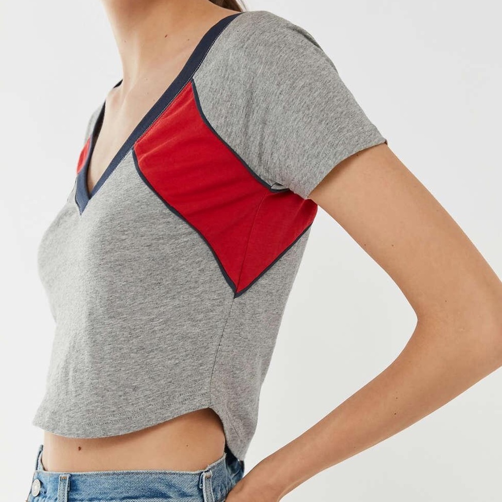 Urban Outfitters Gray and Red V Neck